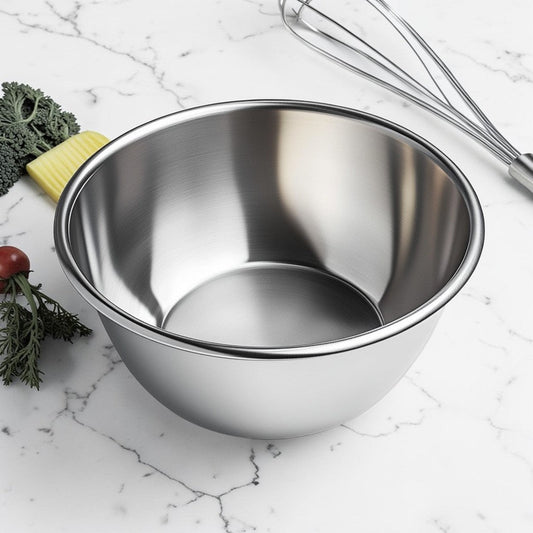 Hiken Stainless Steel Basin - High-Density 304 Steel - Professional Grade Deep Mixing Bowl - Rust-Proof & Heavy Duty - For Kitchen & Prep - 5L Capacity